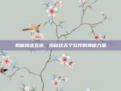 揭秘肾虚五连，揭秘这五个软件的神秘力量