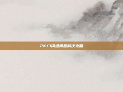 2K13闪退问题解决攻略