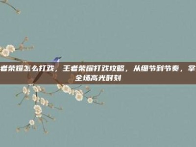 王者荣耀怎么打戏，王者荣耀打戏攻略，从细节到节奏，掌握全场高光时刻