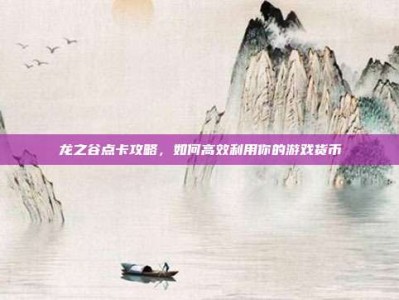 龙之谷点卡攻略，如何高效利用你的游戏货币