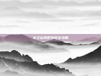 龙之谷网吧特权全攻略
