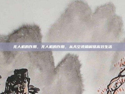 无人机的作用，无人机的作用，从天空视角解锁高效生活
