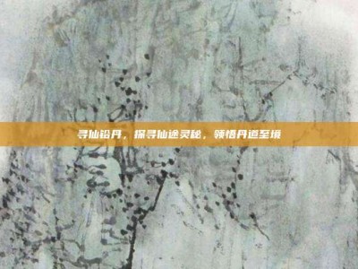 寻仙铅丹，探寻仙途灵秘，领悟丹道至境