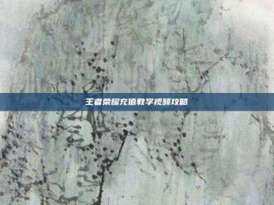 王者荣耀充值教学视频攻略