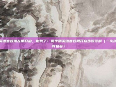 和平精英语音权限在那开启，别找了！和平精英语音权限开启步骤详解（一次搞定，包教包会）