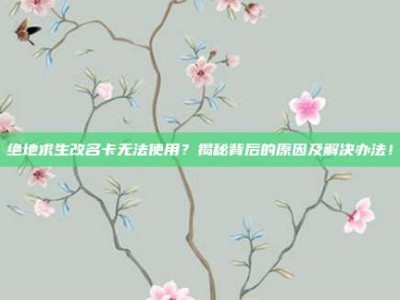 绝地求生改名卡无法使用？揭秘背后的原因及解决办法！