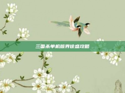 三国杀单机版界徐盛攻略