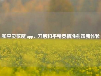 和平灵敏度 app，开启和平精英精准射击新体验