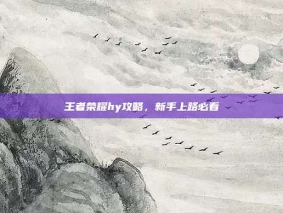 王者荣耀hy攻略，新手上路必看