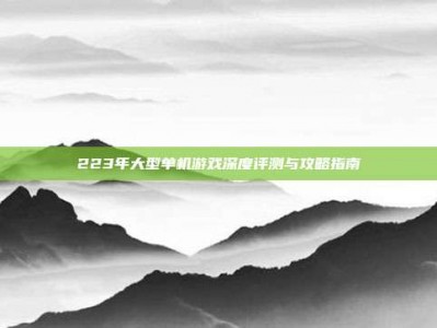 223年大型单机游戏深度评测与攻略指南