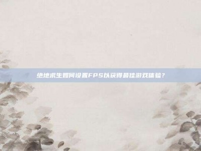 绝地求生如何设置FPS以获得最佳游戏体验？