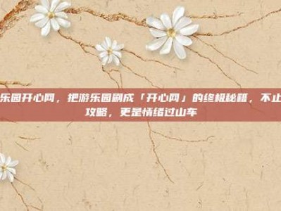 游乐园开心网，把游乐园刷成「开心网」的终极秘籍，不止是攻略，更是情绪过山车