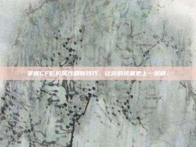 掌握CF影豹属性刷新技巧，让你的装备更上一层楼！