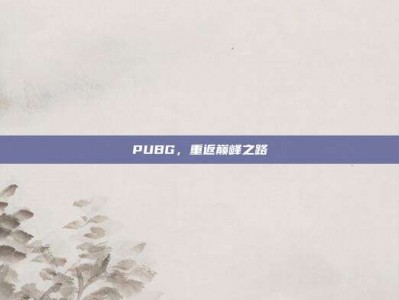 PUBG，重返巅峰之路
