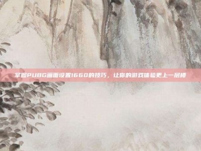 掌握PUBG画面设置1660的技巧，让你的游戏体验更上一层楼