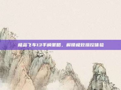 极品飞车13手柄策略，解锁极致操控体验