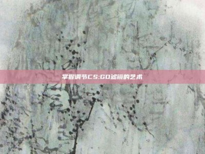 掌握调节CS:GO滤镜的艺术