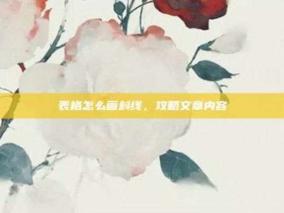 表格怎么画斜线，攻略文章内容
