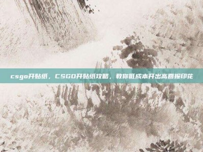 csgo开贴纸，CSGO开贴纸攻略，教你低成本开出高回报印花