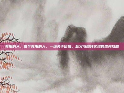 有用的人，做个有用的人，一场关于价值、意义与自我实现的终身攻略
