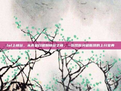 lol上峡谷，从真金白银到峡谷之巅，一份帮你突破瓶颈的上分宝典