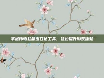 掌握传奇私服窗口化工具，轻松提升游戏体验