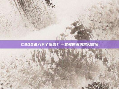 CSGO进入不了系统？一文教你解决常见故障