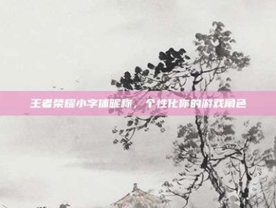王者荣耀小字体昵称，个性化你的游戏角色