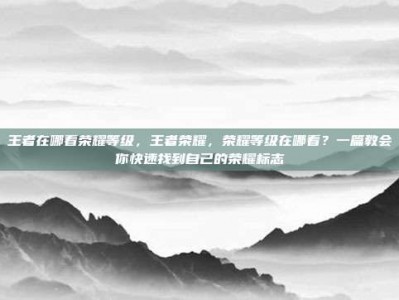 王者在哪看荣耀等级，王者荣耀，荣耀等级在哪看？一篇教会你快速找到自己的荣耀标志