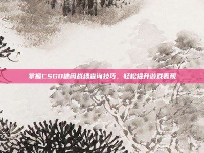 掌握CSGO休闲战绩查询技巧，轻松提升游戏表现
