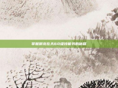 掌握御龙在天60级技能书的秘籍