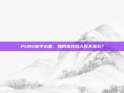 PUBG新手必看，如何高效拉人而不显示？