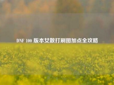 DNF 100 版本女散打刷图加点全攻略
