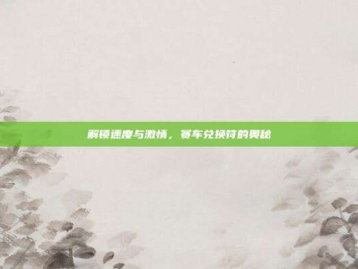 解锁速度与激情，赛车兑换符的奥秘