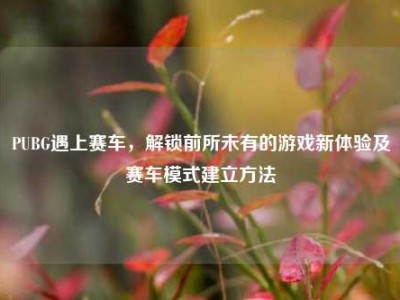 PUBG遇上赛车，解锁前所未有的游戏新体验及赛车模式建立方法