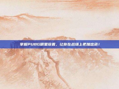 掌握PUBG明星设置，让你在战场上更加出色！