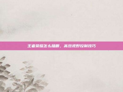 王者荣耀怎么插眼，高效视野控制技巧