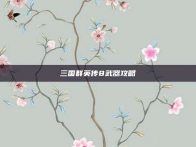 三国群英传8武器攻略