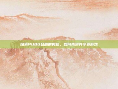 探索PUBG台服的奥秘，如何找到并享受游戏