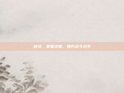 剑灵，掌握灵值，提升战斗效率