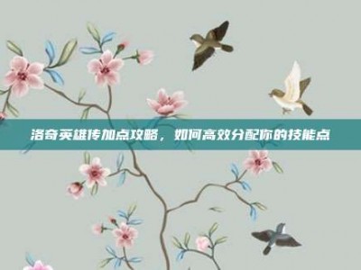 洛奇英雄传加点攻略，如何高效分配你的技能点