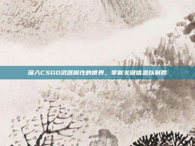 深入CSGO武器属性的世界，掌握关键信息以制胜