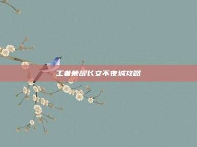 王者荣耀长安不夜城攻略