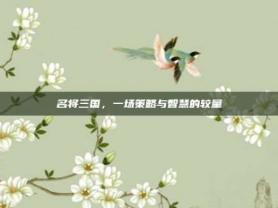 名将三国，一场策略与智慧的较量