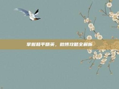掌握和平精英，微博攻略全解析