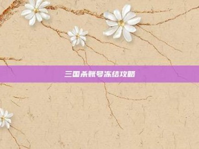 三国杀账号冻结攻略
