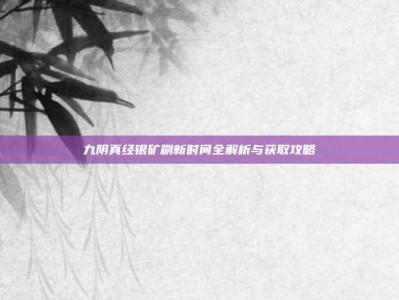 九阴真经银矿刷新时间全解析与获取攻略