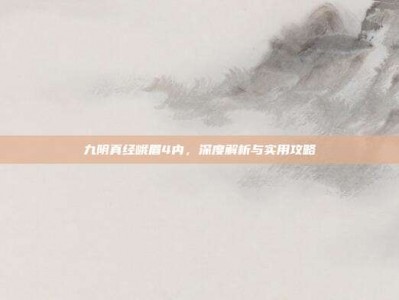 九阴真经峨眉4内，深度解析与实用攻略