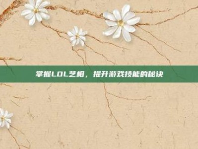 掌握LOL艺相，提升游戏技能的秘诀