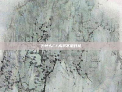 为什么CF高手不用好枪